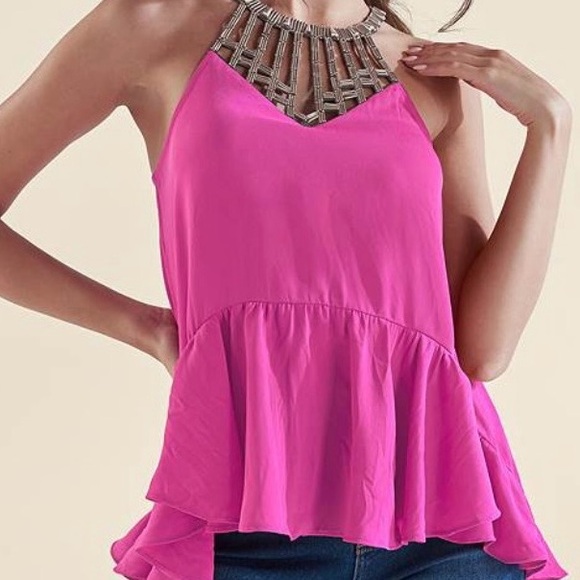Venus Embellished Neckline Dressy Party Top - Picture 7 of 7